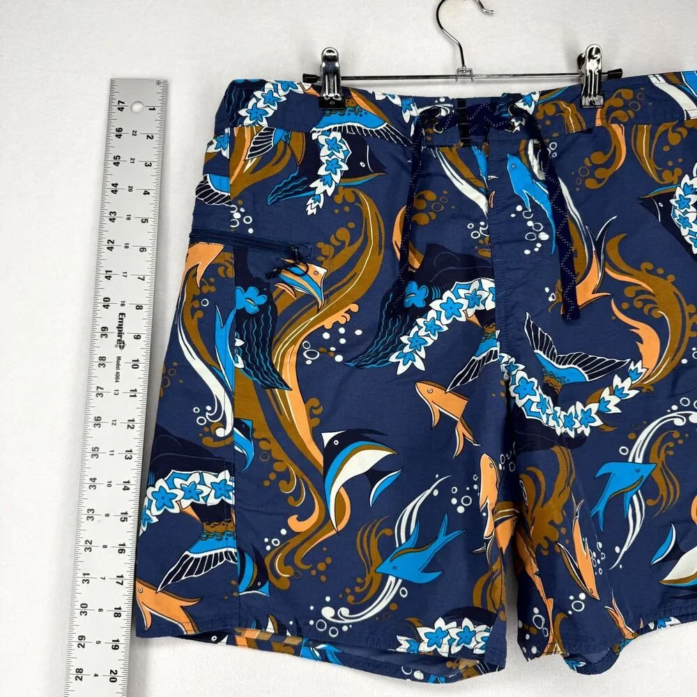 Patagonia Blue Tropical Fish Swim Board Shorts Mens Size 34‎